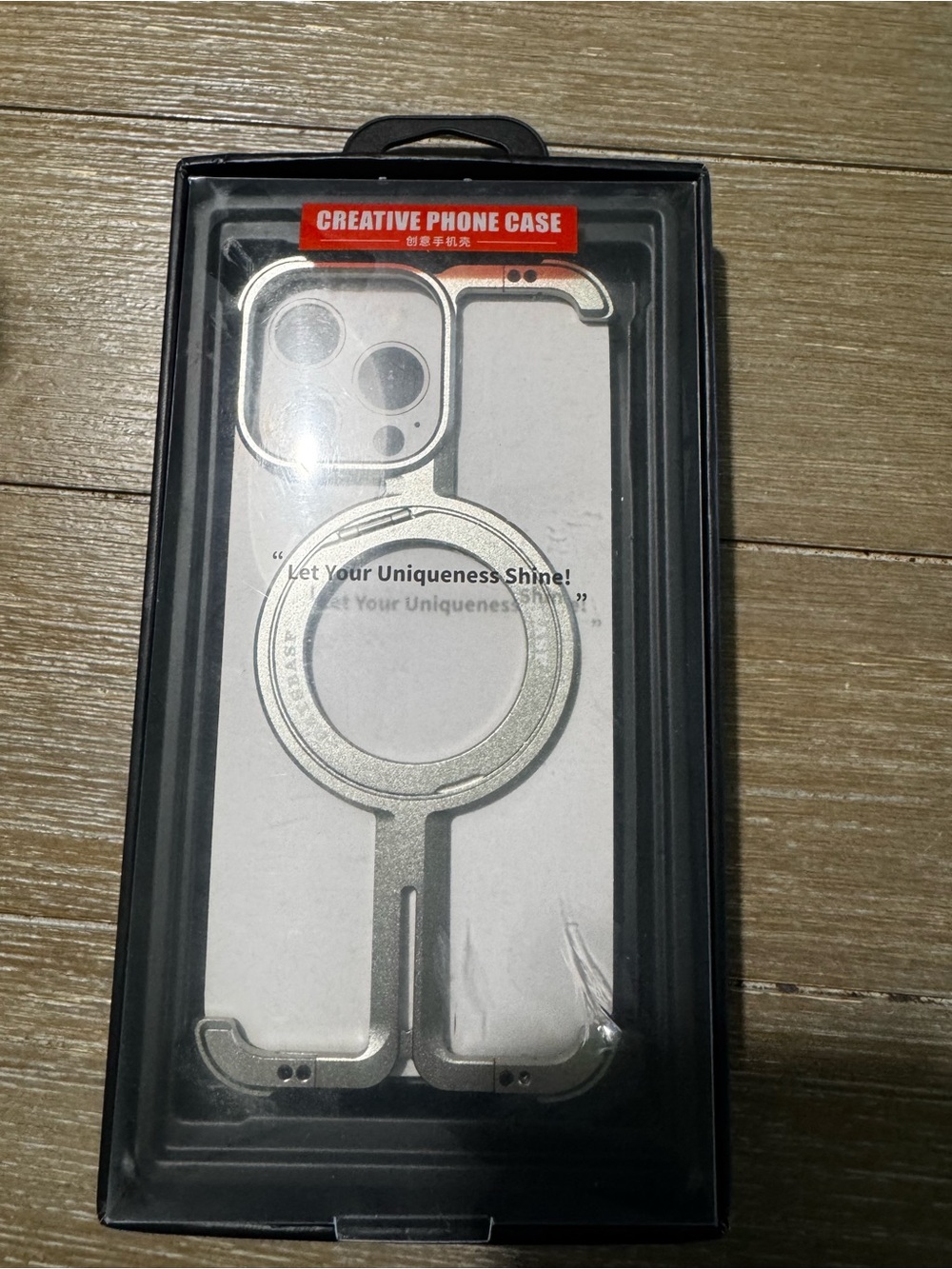 iPhone 16 Pro Max Clear Magnetic 360° Rotating Ring Stand Case – New